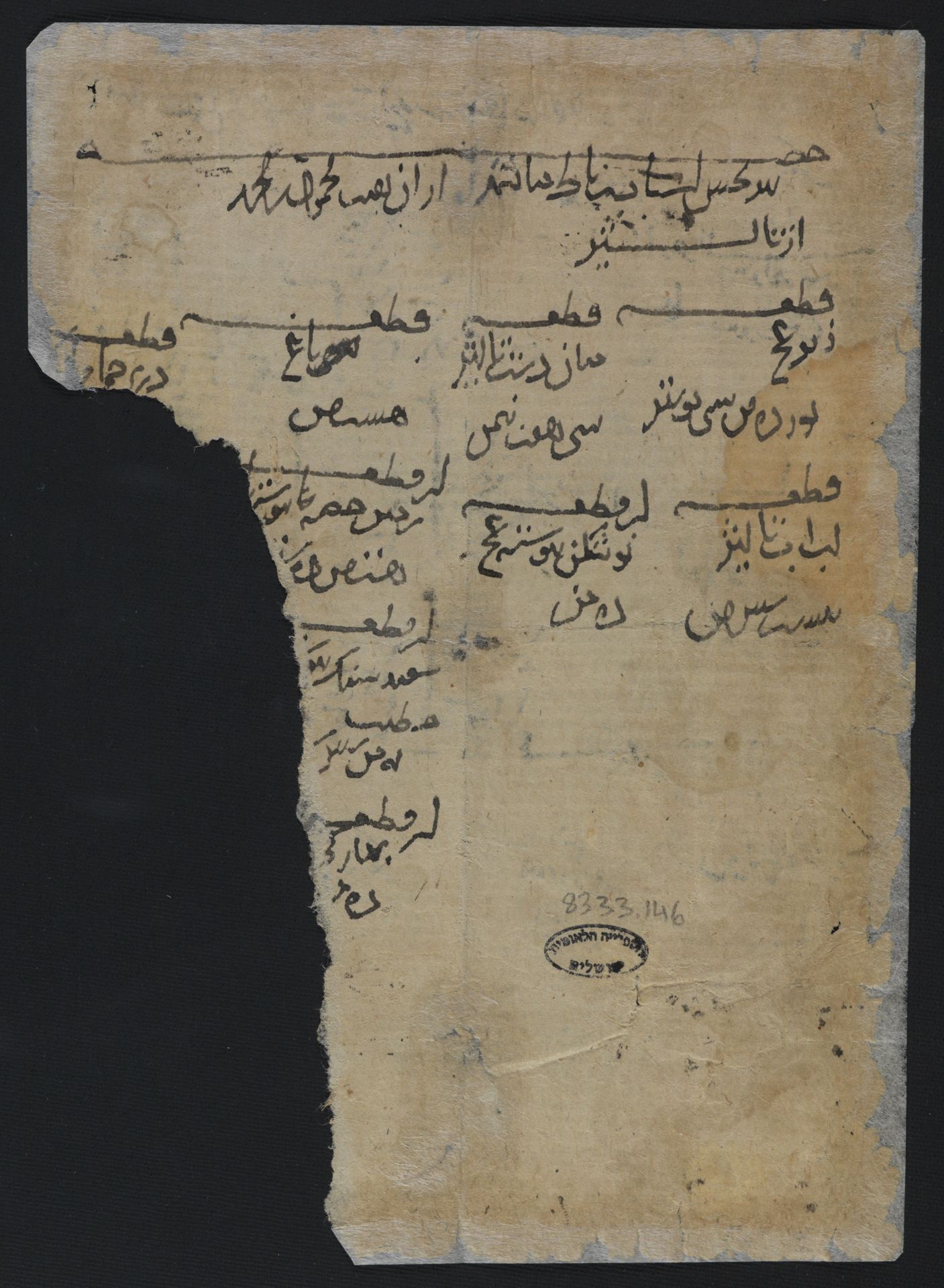 New Persian: National Library of Israel, Ms.Heb.8333.146, recto: Folio (recto)